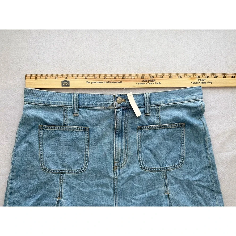 Madewell Pleated Denim Mini Skirt Light Indigo Blue Cotton Size‎ 31 NWT